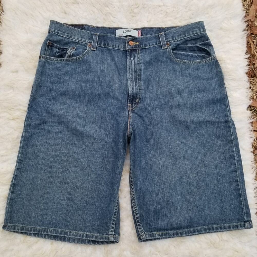 Size 40 Levi's Men's Denim Shorts Levis 569 Loose Fit Red Tab Cotton Rigid